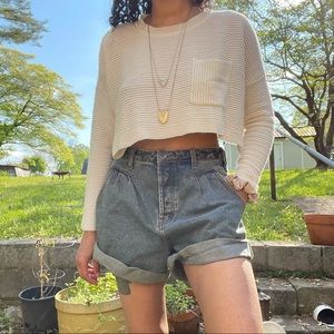 Lizard Thicket White Knit Crop Sweater